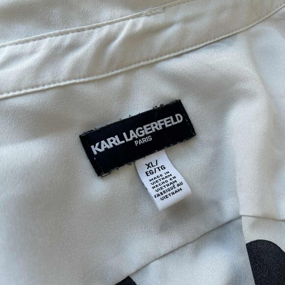 Karl Lagerfeld Paris White Polka Dot Button Shirt with Roll Tabs – US XL - Picture 11 of 11